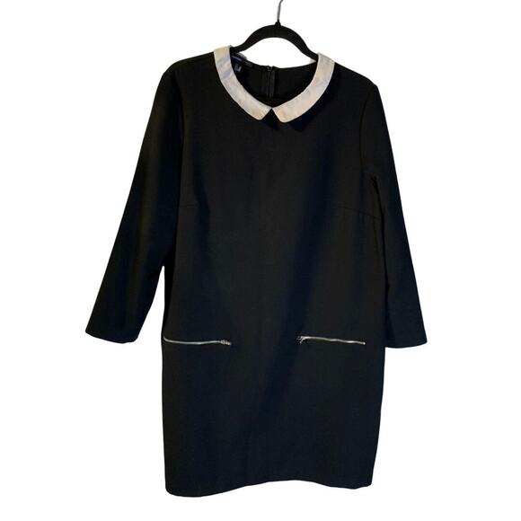 Mango Casual Womens Black Twee Minidress Size 10 Ladylike Career Wednesday Retro - Picture 1 of 7